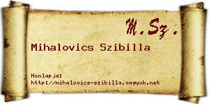 Mihalovics Szibilla névjegykártya
